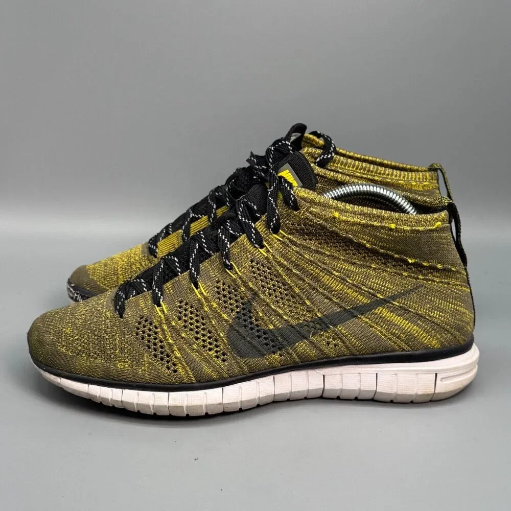 Nike Free Flyknit Chukka Men's 8 Green Gold Lace-Up Athletic Running Sneakers